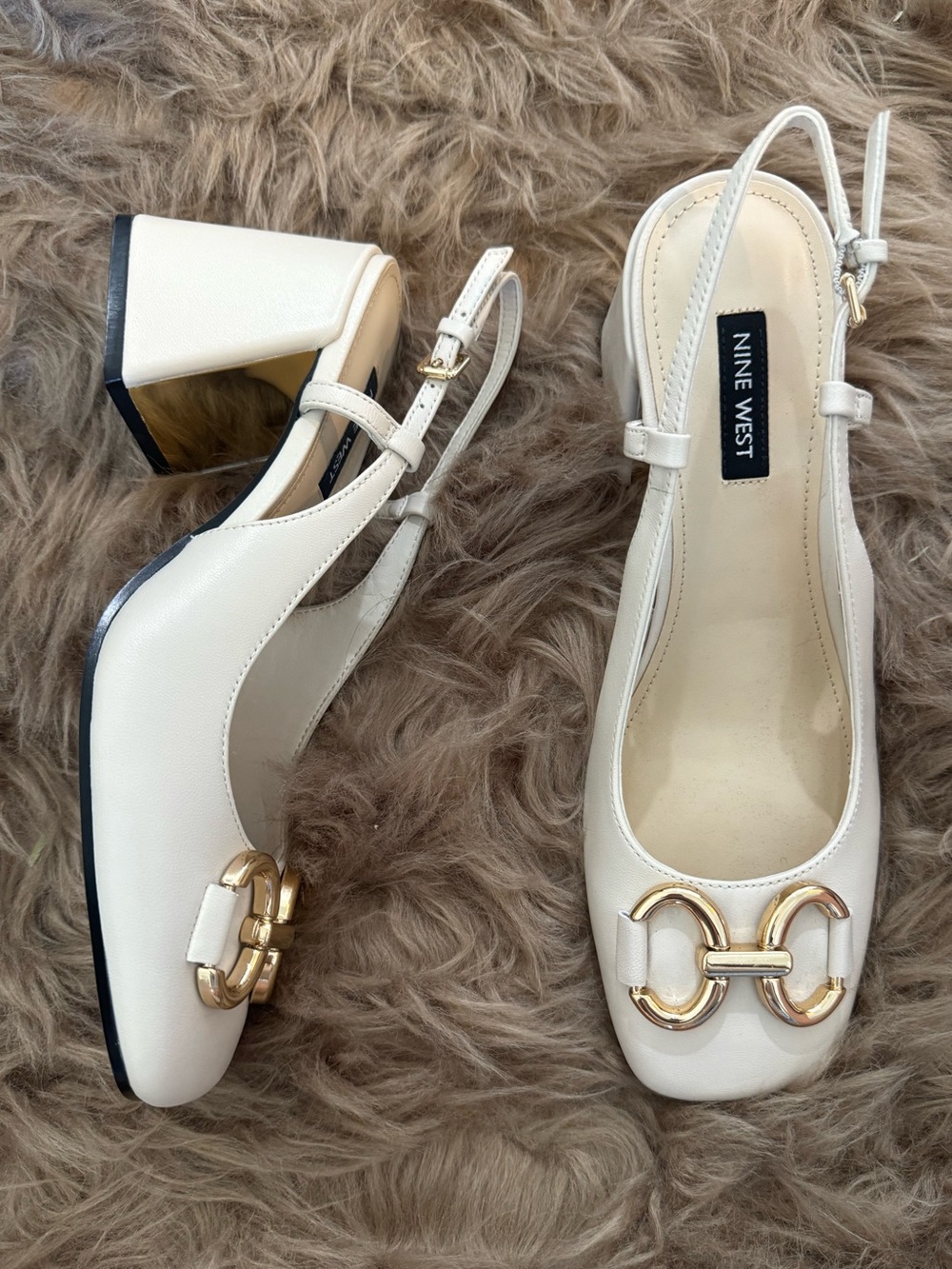 Nine west Horsebit buckle loafers pumps gold chunky snaffle bit equestrian